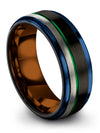 8mm Wedding Ring Ladies Ring Tungsten Black Groove Rings Woman Black Green - Charming Jewelers