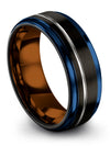 Black Promise Rings for Couple Tungsten Wedding Band 8mm for Ladies Man - Charming Jewelers