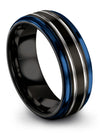 Mens 8mm Eightieth Wedding Bands Black Tungsten Carbide 8mm Womans Promise - Charming Jewelers