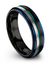 Womans Black Promise Band Sets Tungsten Rings Polished Black Teal Jewelry Black - Charming Jewelers