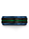 Exclusive Anniversary Ring Tungsten Matte Bands for Guy Men&#39;s Black and Green - Charming Jewelers