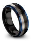 Wedding Ring for Men in Black 8mm Gunmetal Line Rings Tungsten Promise Rings - Charming Jewelers