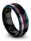 Black Gunmetal Wedding Set Tungsten Band for Couples Set Unique Womans Rings - Charming Jewelers