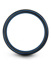 Blue Line Wedding Ring Lady Black Wedding Rings Tungsten Promise Bands - Charming Jewelers
