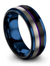 Mens 8mm Black Wedding Bands Tungsten Wedding Band Black Purple Bands Sets - Charming Jewelers