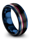 Black Wedding Anniversary Engraved Tungsten Rings for Guys Marriage Band - Charming Jewelers