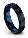 Woman Anniversary Band Blue Line Tungsten Black and Blue Ring for Guys Black - Charming Jewelers
