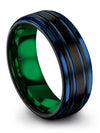 Black Blue Man Wedding Ring Cute Tungsten Band Couples Jewelry for Boyfriend - Charming Jewelers
