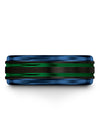 Black and Green Wedding Bands Ladies Guy Wedding Ring Black and Tungsten Black - Charming Jewelers