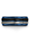Brushed Black Promise Rings Tungsten Male Band Black and Blue Plain Black Bands - Charming Jewelers