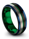 Men Wedding Black Bands Black Tungsten Engagement Band Couples Engraved Rings - Charming Jewelers