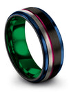 Black Men Promise Ring Black Gunmetal Tungsten Ring for Mens His and His - Charming Jewelers