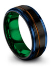 Female Wedding Bands 8mm Copper Line Polished Tungsten Band for Mens Promise - Charming Jewelers