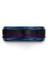 Black Men Promise Ring Black Purple Tungsten Ring for Mens His and His - Charming Jewelers