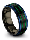 Mens Matte Black Promise Rings Simple Tungsten Rings 8mm 70th - Platinum Band - Charming Jewelers