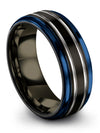Wedding Bands for Couples Engravable Tungsten Band for Guys Black and Grey 8mm - Charming Jewelers