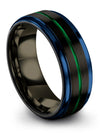 Wedding Bands for Couples Engravable Tungsten Band for Guys Black and Green 8mm - Charming Jewelers