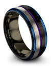 Male Wedding Band Black Purple Tungsten Carbide 8mm Band for Man Engagement - Charming Jewelers
