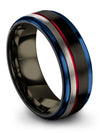 Wedding Ring Set for Fiance and His Black Red Tungsten Ring