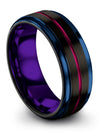 Wedding Rings Personalized Tungsten Bands Brushed Black Groove Band Birthday - Charming Jewelers