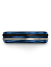 6mm Blue Line Bands for Couples Special Band Black and Blue 6mm Band Couple Ring - Charming Jewelers