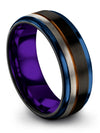 Wedding Bands for Mens Sets Black Copper Woman Wedding Bands 8mm Tungsten Black - Charming Jewelers