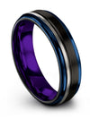 Mens 6mm Black Line Black Tungsten Bands Engagement Lady Black Band for Couples - Charming Jewelers