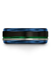 Guy Wedding Ring 8mm Green Line Tungsten Rings for Wife Black Green Womans Ring - Charming Jewelers