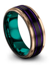 Unique Black Guy Wedding Band Man Tungsten Wedding Rings Purple Line Bands Sets - Charming Jewelers