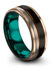 Brushed Metal Lady Wedding Band in Black Tungsten Wedding Band Polished Groove - Charming Jewelers