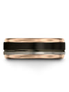 Wedding Rings Set His and Girlfriend Tungsten Black Gunmetal Tungsten Bands - Charming Jewelers