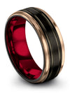 Mens Black Ring Promise Band Tungsten Wedding Rings 8mm Black Bands Rings - Charming Jewelers