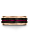 Men Wedding Band Unique Black and Fucshia Tungsten Band for Ladies 8mm - Charming Jewelers