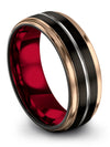 Mens Black Ring Promise Band Tungsten Wedding Rings 8mm Black Bands Rings - Charming Jewelers