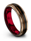 His and Her Wedding Rings Set Tungsten Bands for Woman Copper Line Him Promise - Charming Jewelers