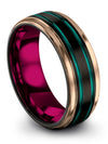 Wedding Band for Couples Tungsten Band Black Teal Guys Jewelry Thank You - Charming Jewelers