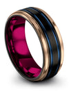 Black and Blue Promise Ring for Lady Brushed Tungsten Band Black Plated Black - Charming Jewelers