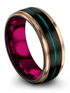 8mm Teal Line Wedding Female 8mm Tungsten Band Engagement Guys Bands Black Teal - Charming Jewelers