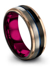 Wedding Bands Set Step Flat Black Tungsten Ring Black Engraved Guy Ring Black - Charming Jewelers