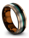 Female Anniversary Band Black and Teal Guys Wedding Bands Tungsten Black - Charming Jewelers
