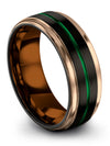 Black Jewelry Wedding 8mm Green Line Tungsten Rings Matching Rings Sets - Charming Jewelers