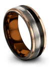 Black and Grey Wedding Rings 8mm Tungsten Carbide Wedding Rings Engraved Male - Charming Jewelers