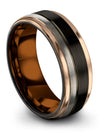 Black Gunmetal Wedding Rings Men Engraved Tungsten Bands for Men&#39;s Couples - Charming Jewelers