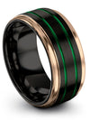 Wedding Ring for Guy 10mm Black Green Tungsten Band for Guy Black Finger Bands - Charming Jewelers
