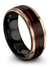 Wedding Bands for Men in Black Tungsten Band for Woman Black 8mm Simple Promise - Charming Jewelers