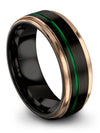 Engraved Black Wedding Band Tungsten Black Green Band for Guy Guys Black Ring - Charming Jewelers
