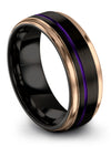 8mm Black Male Black Purple Tungsten Wedding Rings 8mm Band Sets for Boyfriend - Charming Jewelers