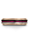 Tungsten Wedding Bands Black Fucshia Lady Engagement Band Tungsten Carbide - Charming Jewelers