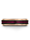 Black Band Wedding Band Tungsten Fucshia Line Ring Black Bands for Man Bands - Charming Jewelers