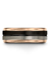 Woman Tungsten Anniversary Band Sets Tungsten 8mm Wedding Band 8mm Black Line - Charming Jewelers
